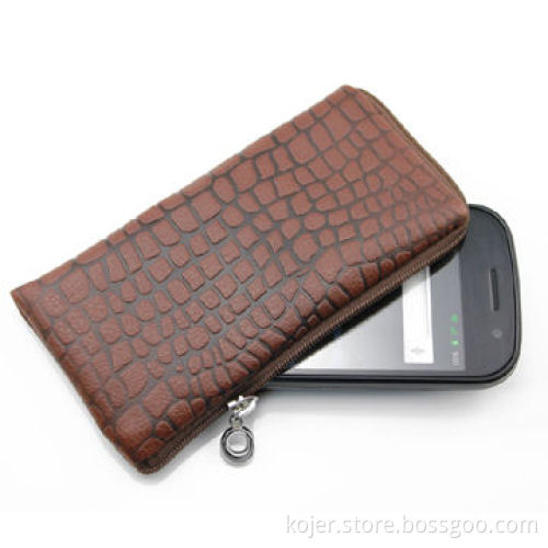 PU Leather Phone Case for iPhone 4, with Zipper and Lanyard, Customized Patterns/Logos are Welcome